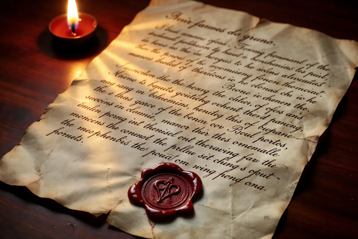 Carte de correspondance ancienne avec sceau de cire rouge, symbole du langage codifié de la séduction